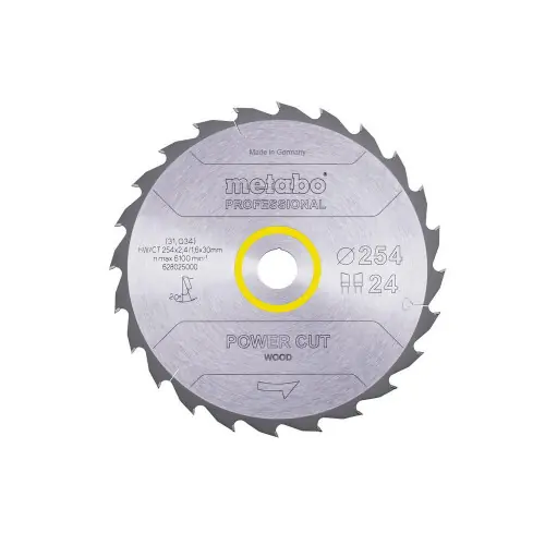 Authentique Lame de scie circ. Pro "Power Cut Wood" HW/CT 254x30, 24 WZ 30° - Metabo