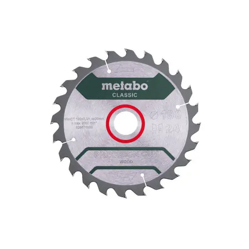 Lame de scie Precision cut wood - classic 190x30 Z24 WZ 15° - Metabo Nouvelle Collection