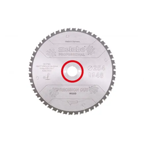 Livraison Express Lame "Precision Cut Wood" HW/CT 254x30, 48 WZ -5° pour scie circulaire - Metabo