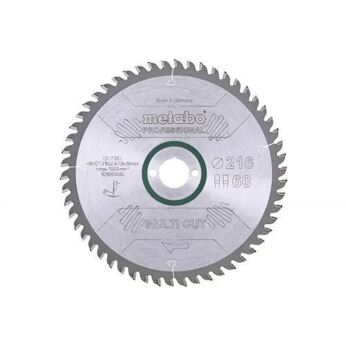 Prix Cassé Lame Pro "Multi Cut" HW/CT 216x30,60 FZ/TZ - 5° pour scie circulaire - Metabo