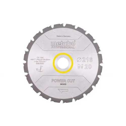 Réduction Lame Pro "Power Cut Wood" HW/CT 216x30, 20 WZ -5° pour scie circulaire - Metabo