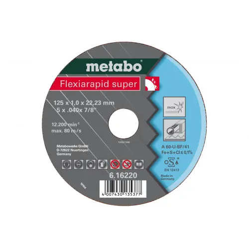 Nouvel Arrivage Meules de tronçonnage Flexiarapid super 180×1,6×22,2 acier inoxydable – Metabo