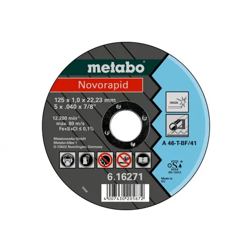 Prix Cassé Meules de tronçonnage Novorapid 125×1,0x22,23 Inox – Metabo