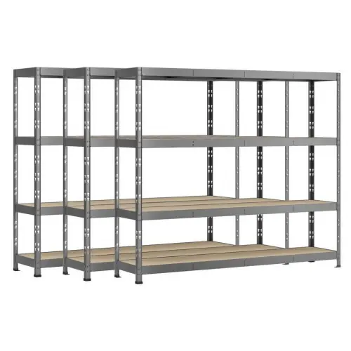 Nouvel Arrivage Lot de 3 étagères Rack - 4 plateaux - 220 x 50 cm - charge lourde - Modulö Storage