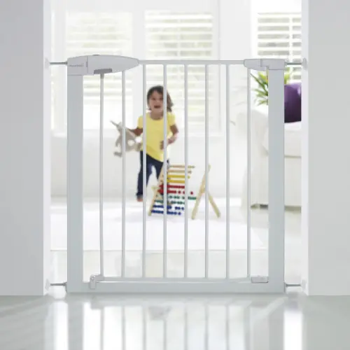 Achat Immédiat Barrière de sécurité enfant MUNCHKIN portillon semi-auto métal blanc, L.73 /79cm – MUNCHKIN