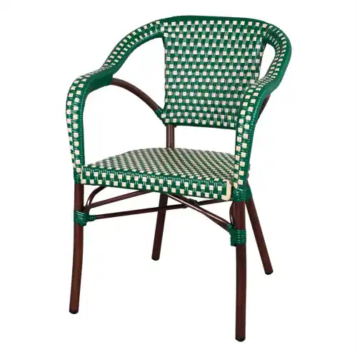 Prix Promo Chaise d’extérieur empilable avec accoudoirs avec un style bistrot – modèle 050 – vert – MWlab
