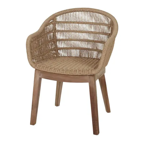 Meilleur Prix Chaise en bois et corde synthétique avec un style méditerranéen - modèle 024 - naturel - MWlab