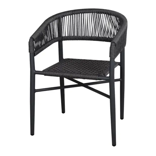 Chaise en corde et métal avec un style Japandi - modèle 021 - gris - MWlab Vente Flash