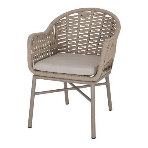 Chaise en métal et corde avec un style méditerranéen - modèle 047 - beige - MWlab Retour Gratuit