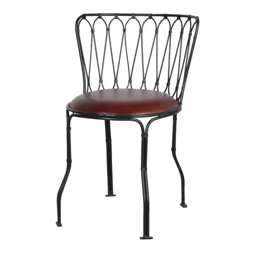 Chaise en métal et en cuir avec un style vintage - modèle 044 - marron - MWlab Acheter Direct