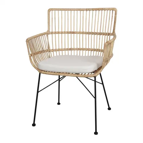 Chaise en rotin avec accoudoirs avec un style méditerranéen - modèle 029 - naturel - MWlab Vente Directe