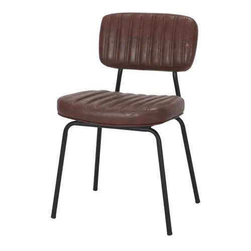 Chaise tapissée en simili cuir avec un style industriel – modèle 045 – marron – MWlab Prix Bas
