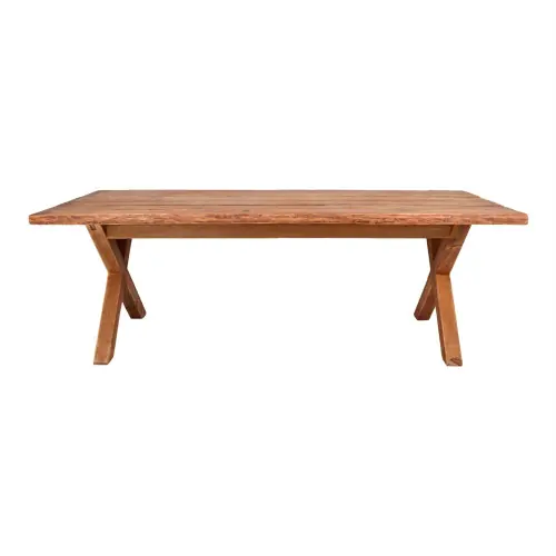 Paiement Sécurisé Table en bois de pin recyclé massif avec un style vintage et pieds en bois en forme de croix - modèle 089 - 220 cm - MWlab