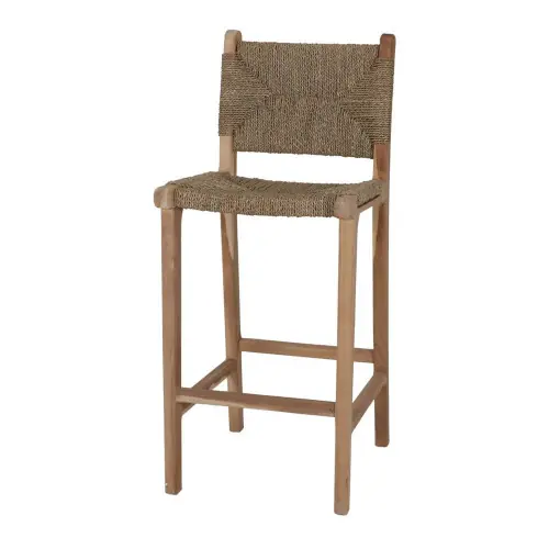 Nouveauté Tabouret haut en bois et fibre marine avec un style méditerranéen - modèle 070 - naturel - MWlab