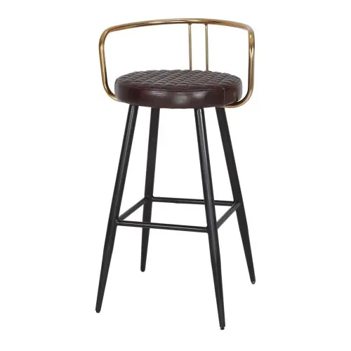 Tabouret haut en cuir avec un style Mid Century et structure en tubes d’acier – modèle 075 – marron – MWlab Expédition Rapide