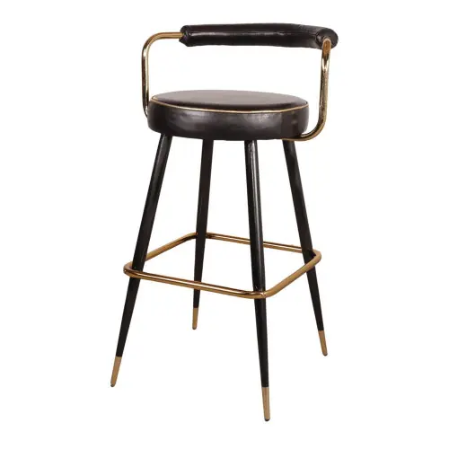 Populaire Tabouret haut en métal et en cuir avec un style vintage - modèle 076 - marron - MWlab