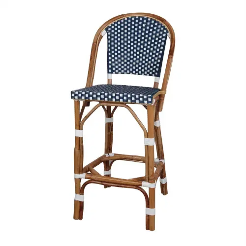 Tabouret haut en rotin avec un style bistrot - modèle 080 - bleu - MWlab Satisfait Ou Remboursé
