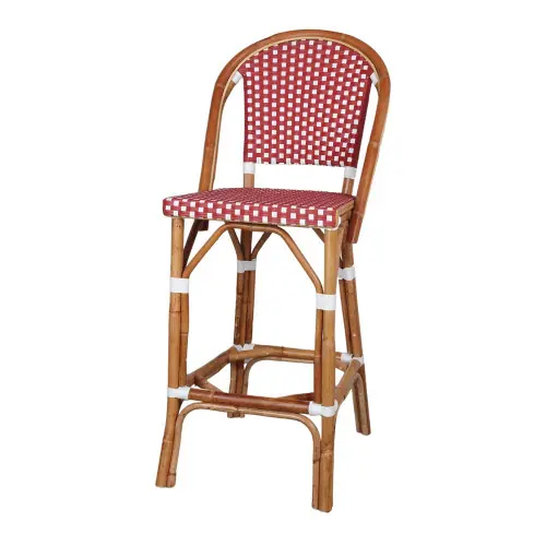 Prix Choc Tabouret haut en rotin avec un style bistrot - modèle 080 - rouge - MWlab