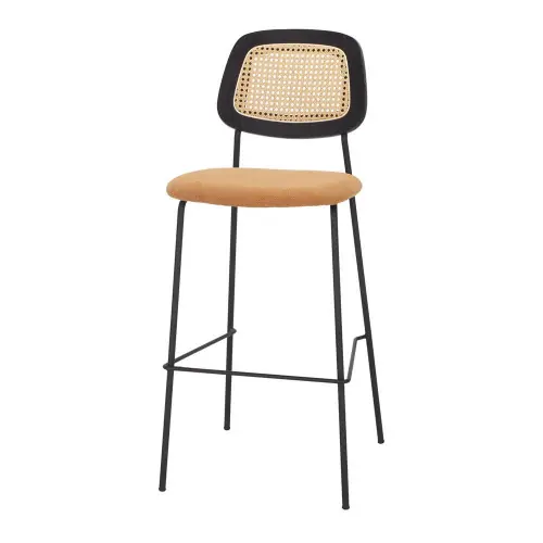 Pas Cher Tabouret haut tapissé avec un style Mid Century – modèle 065 – curry – MWlab