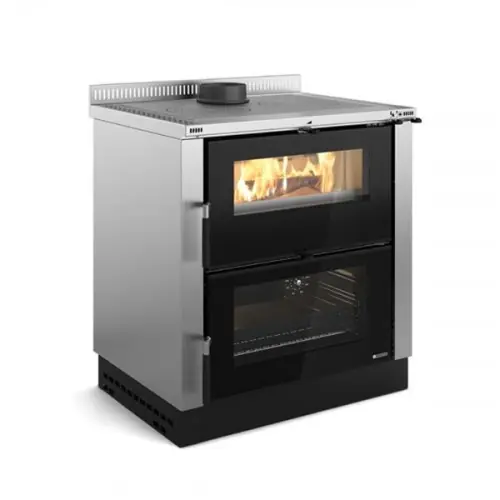 Cuisinière à bois Verona XXL - 80 cm - 7 kW - Rdt 85,1 % - B. 50 cm - Inox - Nordica extraflame Prix Réduit