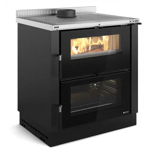 Pas Cher Cuisinière à bois Verona XXL - 80 cm - 7 kW - Rdt 85,1 % - B. 50 cm - Noir - Nordica extraflame