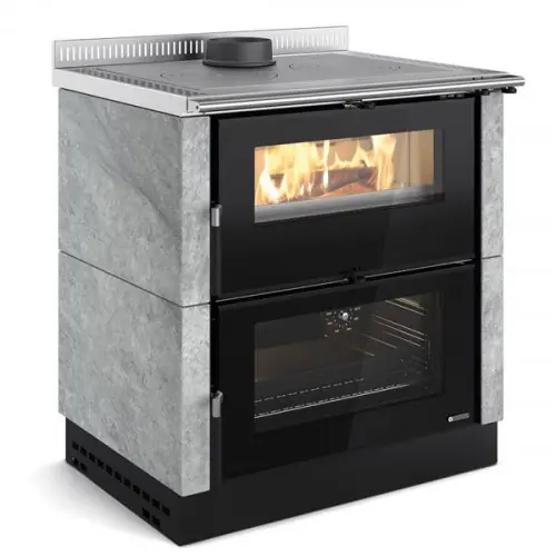 Expédition Rapide Cuisinière à bois Verona XXL - 80 cm - 7 kW - Rdt 85,1 % - B. 50 cm - Pierre - Nordica extraflame