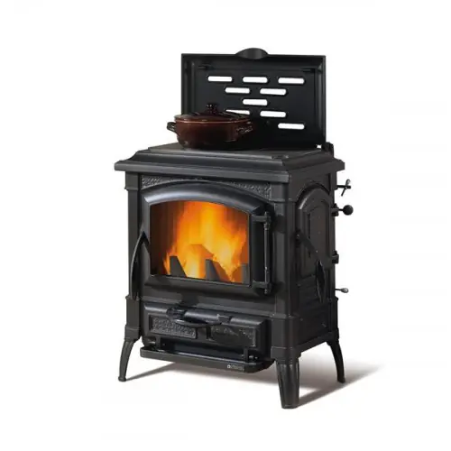 Poêle à bois Isetta Con Cerchi EVO 4.0 - 7,3 kW - Rdt 83,6% - Couvercle - Fonte - Nordica extraflame Offre Exclusive