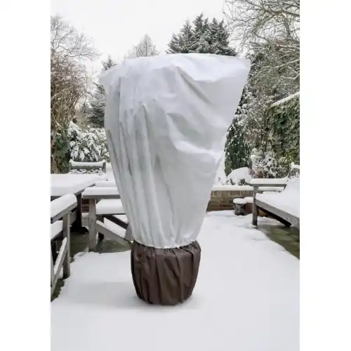 2 Housses d‘hivernage bi-matière englobant plante + pot avec zip , cordons de serrage – MaxiFleece – Blanc – Ø 1x 2 x 2,10m – NORTENE Authentique