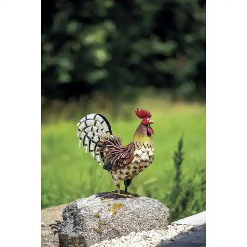 Coq décoratif stylisé Harry en métal - 34 x 3 x 35 cm - NORTENE Expédié Aujourd'hui