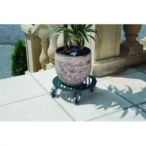 Affaire À Saisir Support à roulettes décoratif bleu vert Ø 30 cm – hauteur 8,5 cm – pour pot de fleurs – NORTENE