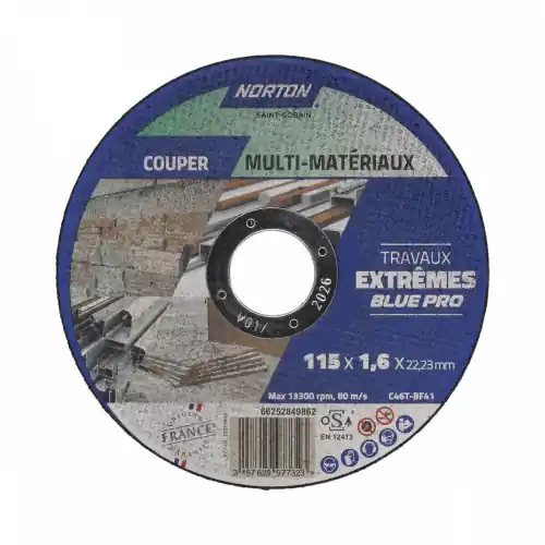 Quantité Limitée Disque à tronçonner tous matériaux NORTON 115×1,6 – NORTON