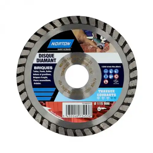 Disque diamant courant segmenté pour brique NORTON, Diam.115 mm – NORTON Offre Spéciale