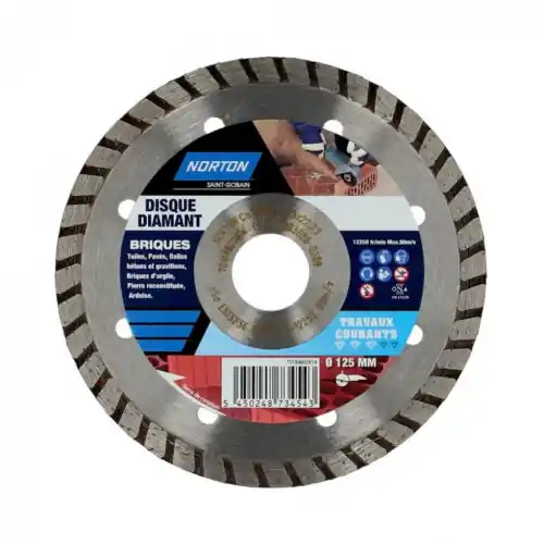 Disque diamant courant segmenté pour brique NORTON, Diam.125 mm – NORTON Paiement Sécurisé