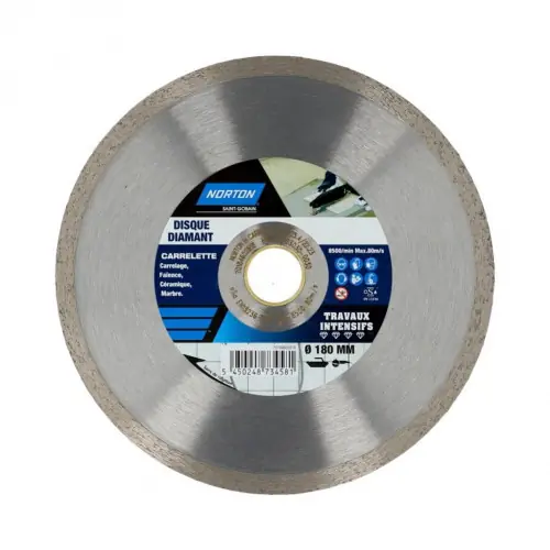 Nouveauté Disque diamant intensif plein pour carrelage NORTON, Diam.180 mm – NORTON