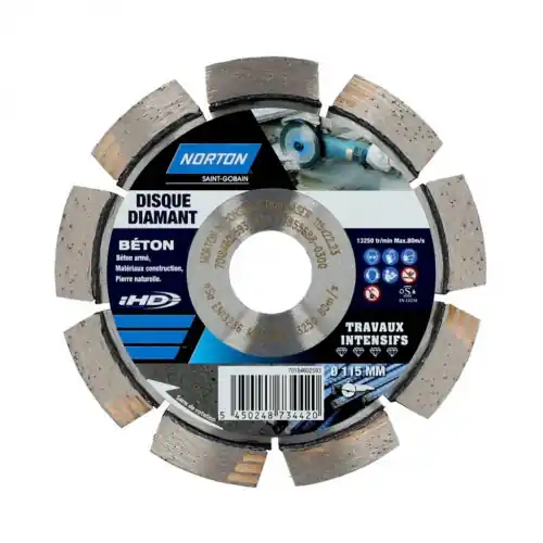Promotion Saisonnière Disque diamant intensif segmenté pour matériaux de construction NORTON,Diam115mm – NORTON