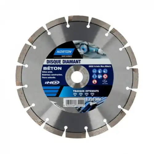 Expédition Rapide Disque diamant intensif segmenté pour matériaux de construction NORTON,Diam230mm - NORTON