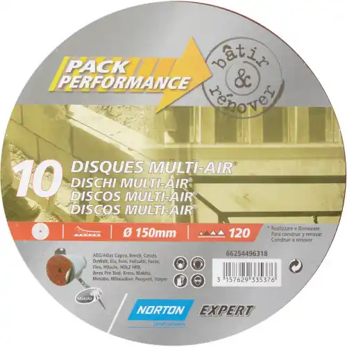 Lot De 10 Disques Abrasifs Norton, 150 Mm, Grains 120 - NORTON Offre Exclusive