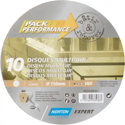 Lot De 10 Disques Abrasifs Norton, 150 Mm, Grains 180 – NORTON Vente Directe