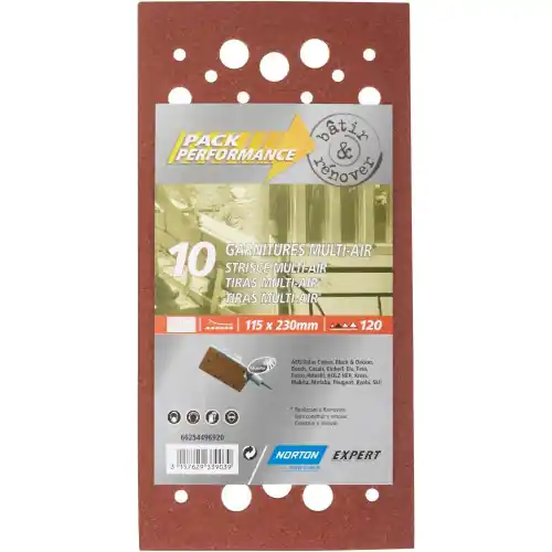 Lot de 10 patins abrasifs NORTON, 115×230 mm, grains 120 – NORTON Populaire