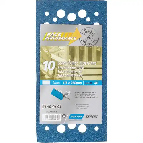 Lot de 10 patins abrasifs NORTON, 115×230 mm, grains 40 – NORTON Offre Limitée