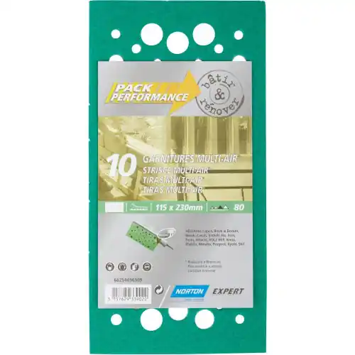 Authentique Lot de 10 patins abrasifs NORTON, 115×230 mm, grains 80 – NORTON