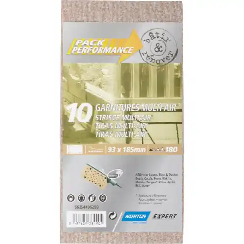 Marque Lot de 10 patins abrasifs NORTON, 93×185 mm, grains 180 – NORTON