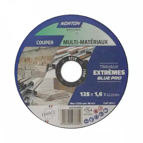 Lot de 3+1 disques 125×1,6 tous mat NORTON – NORTON Certifié