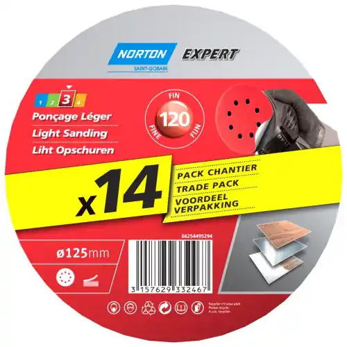 Lot de 5 disques abrasifs l.125 x L.125 mm grain 120 – NORTON Affaire À Saisir