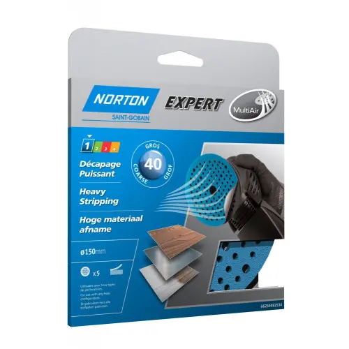 Certifié Lot De 5 Disques Abrasifs Multi Air Norton, 150 Mm, Grains 40 – NORTON