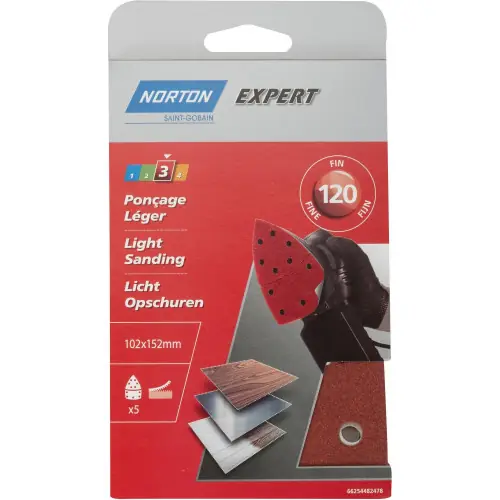 Lot De 5 Patins Abrasifs Norton, 102X152 Mm, Grains 120 – NORTON Promotion Saisonnière