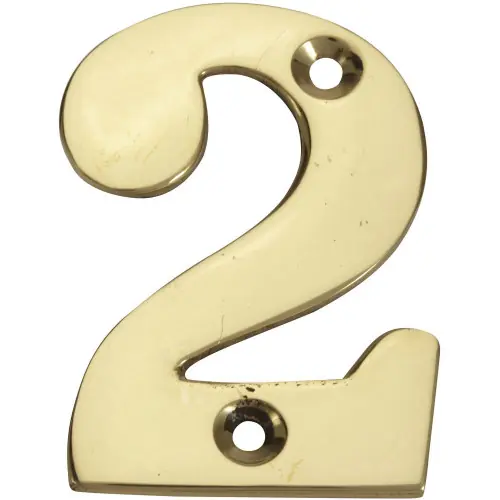 Promotion Chiffre 2 en laiton poli H.5.1 x l.3.5 cm – Novap