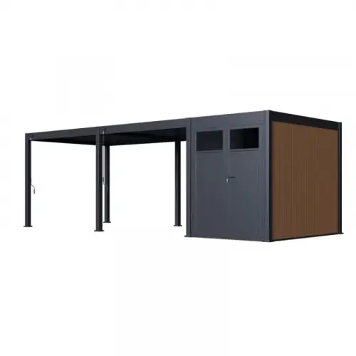 Prix Choc Abri de jardin pour pergola bioclimatique autoportée 4 m - aluminium et bois composite - Ombréa