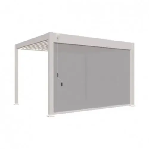 Retour Gratuit Pergola bioclimatique adossée 3 x 4 m avec store anthracite 4 m – aluminium blanc – toiture étanche – Ombréa