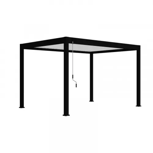 Pergola bioclimatique autoportante 3 x 4 m noire - avec store latéral 4m blanc - Ombréa Bon Marché